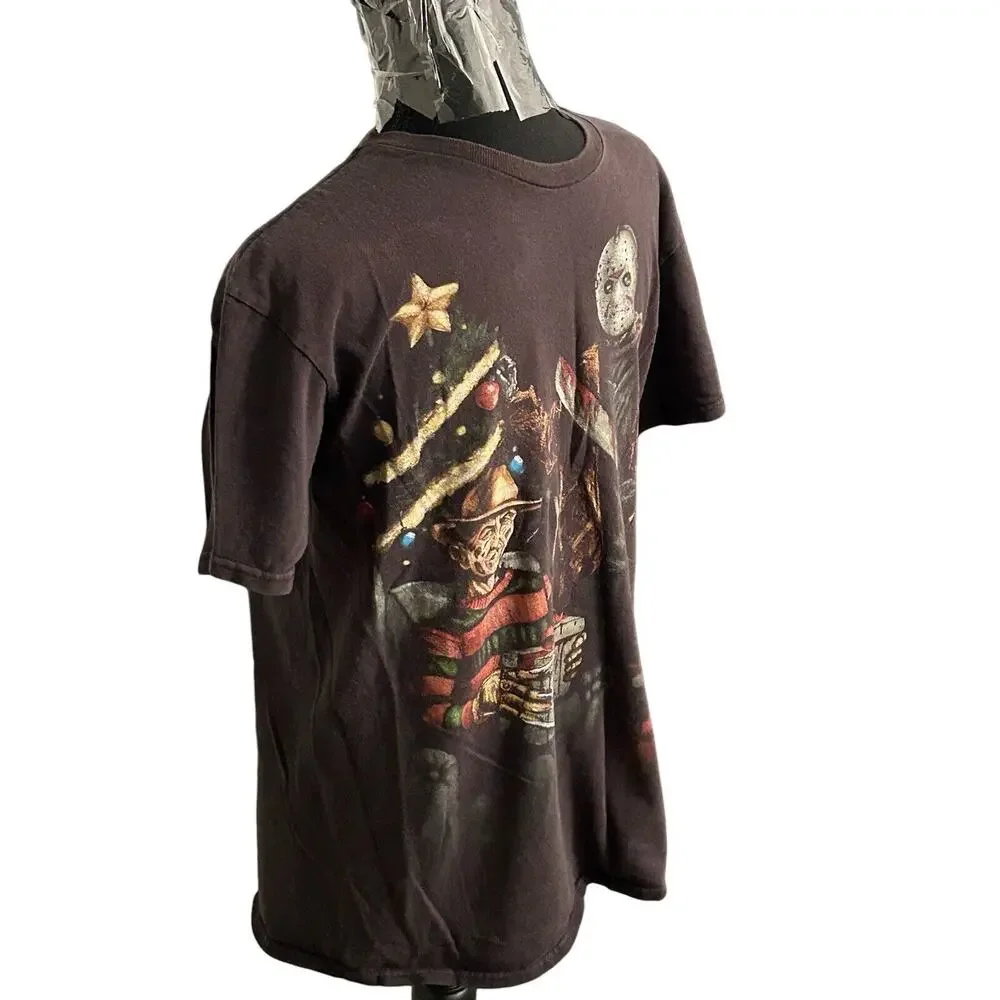 Nightmare on Elm St Freddy Jason Christmas T-Shirt Men Medium Short Sleeve Black